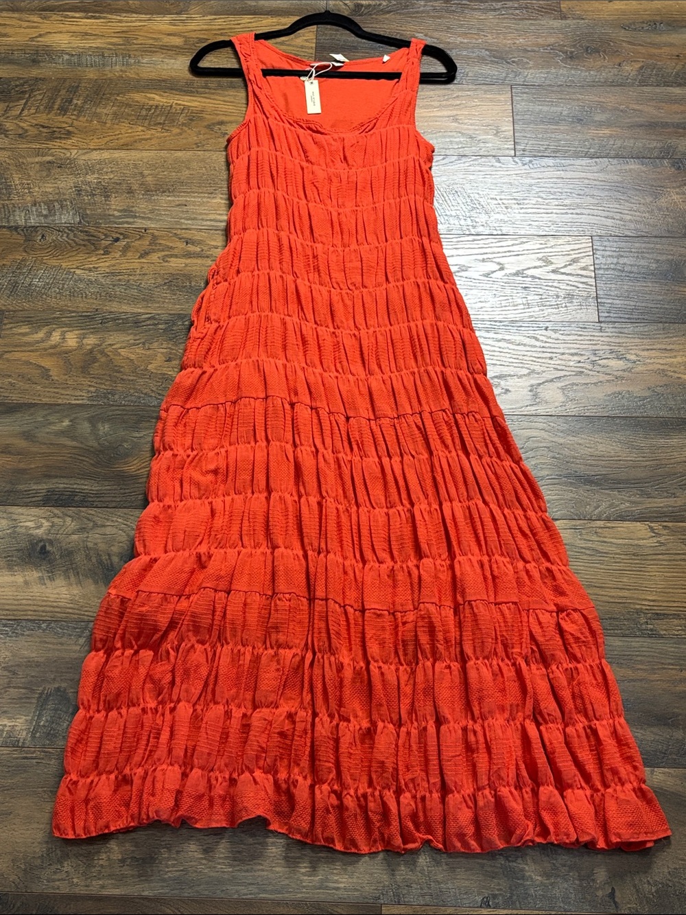 Max Studio Bright Orange Tiered Knit Maxi Dress